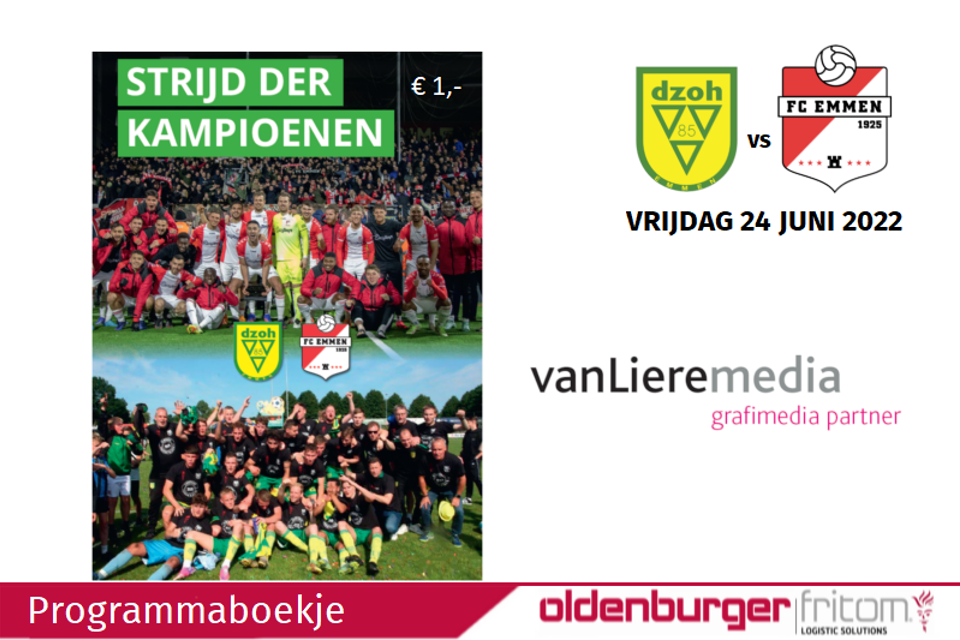 Van Liere Media en Oldenburger|Fritom hebben samen het programmaboekje gemaakt voor de derby DZOH vs FC Emmen.