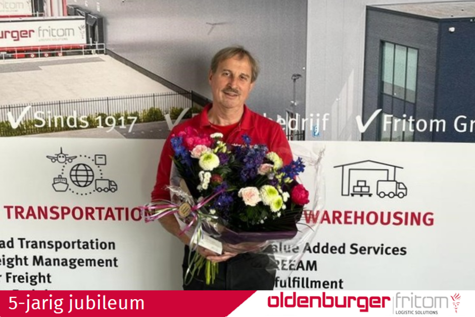 Jack Lelieveld 5 jaar in dienst bij Oldenburger|Fritom Logistic Solutions