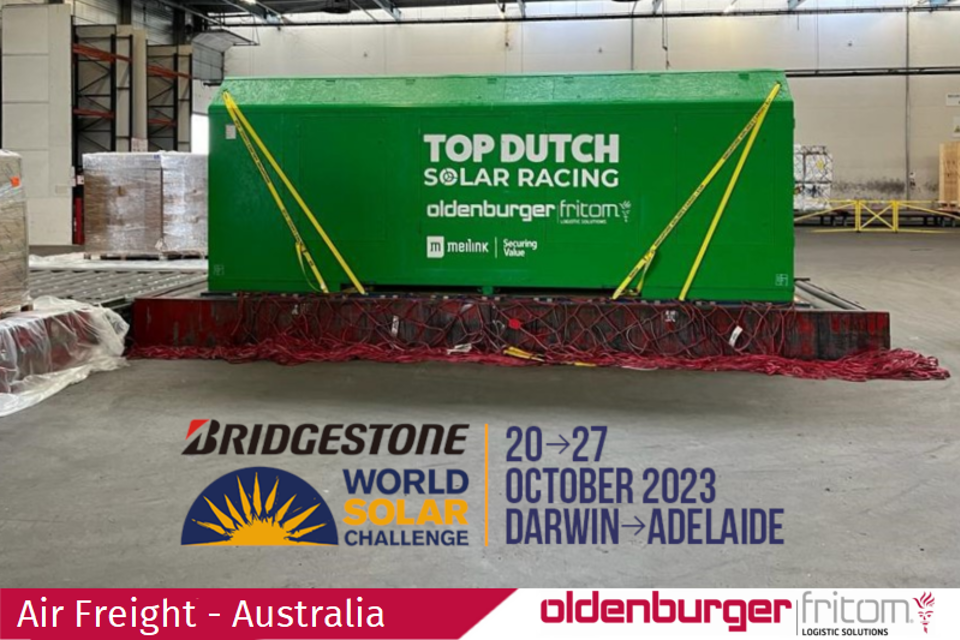 Oldenburger|Fritom ships solar car of TDSR to Australia by air freight.